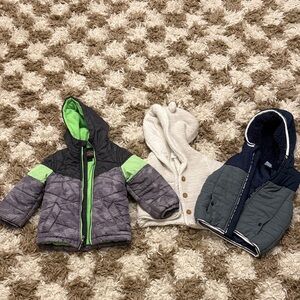 Kids' Winter Jacket Set - Green, Cream, and Blue